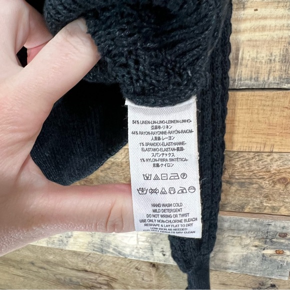 Free People Crazy in Love Off the Shoulder Pullover Knit Sweater Black - Picture 6 of 8